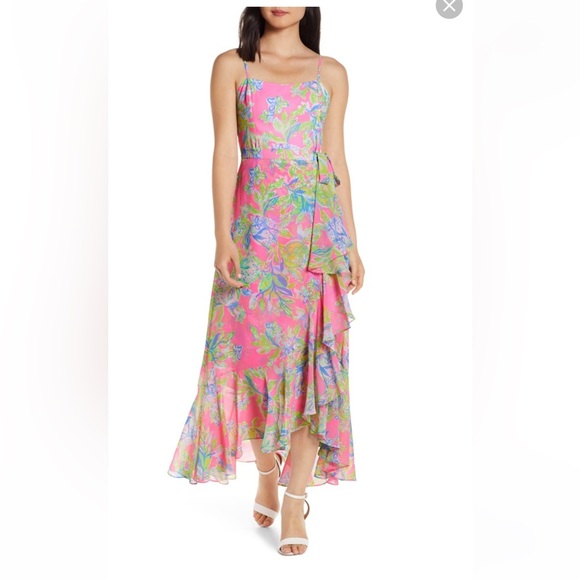 Lilly Pulitzer Anni Maxi Dress Size 2
Squeeze the Day 
High Low Ruffle - Picture 2 of 16